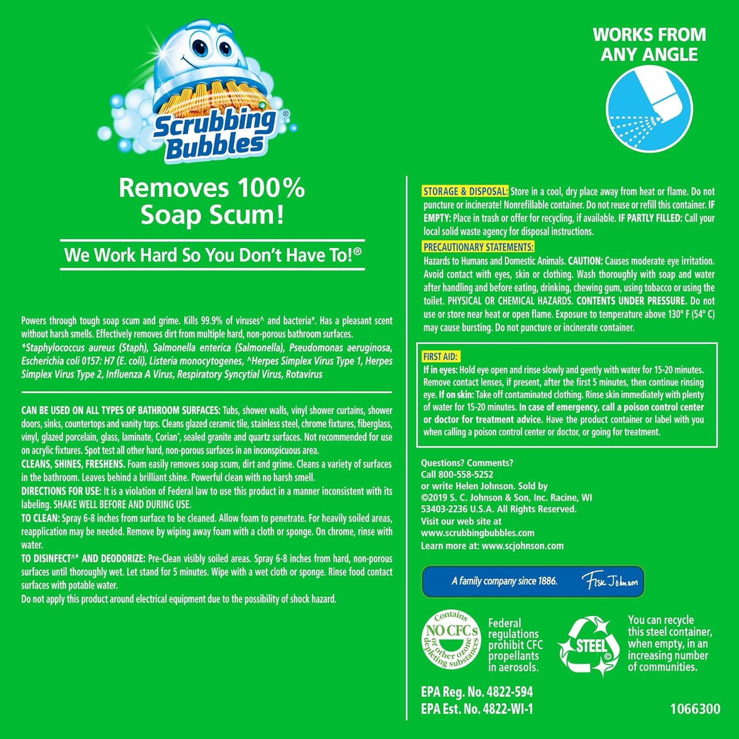 Scrubbing Bubbles Bathroom and Shower Cleaner – Self-Care Night Aerosol, Soap Scum Remover for Master Bathroom