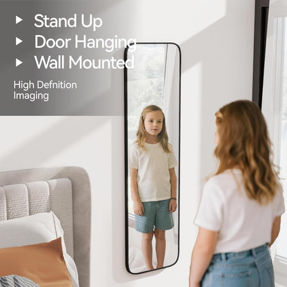SCWF-GZ Full Length Mirror – Renter-Friendly Over-Door Mount, No Wall Damage for Apartments and Kids' Rooms