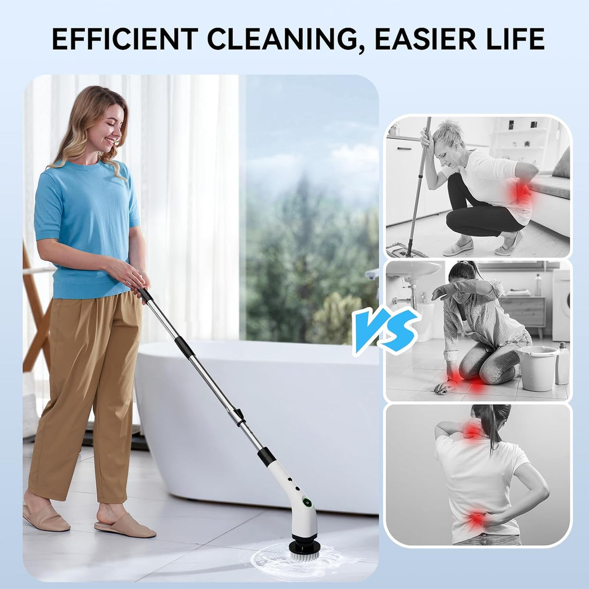 SD-CTB01 Cordless Scrub Brush – Lightweight 2.4 lb Spin Cleaner for Kitchen and Shower Reset Days