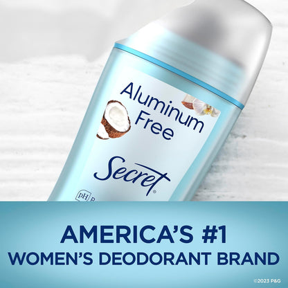 Secret Aluminum Free Deodorant for Women, 48hr Odor Protection, Baking Soda Free Sensitive Skin Formula, Coconut, Rose, Cherry Blossom & White Peach Scents, 2.4 oz (Pack of 4) for Nightly Wind Down and Relaxing Personal Care Routine