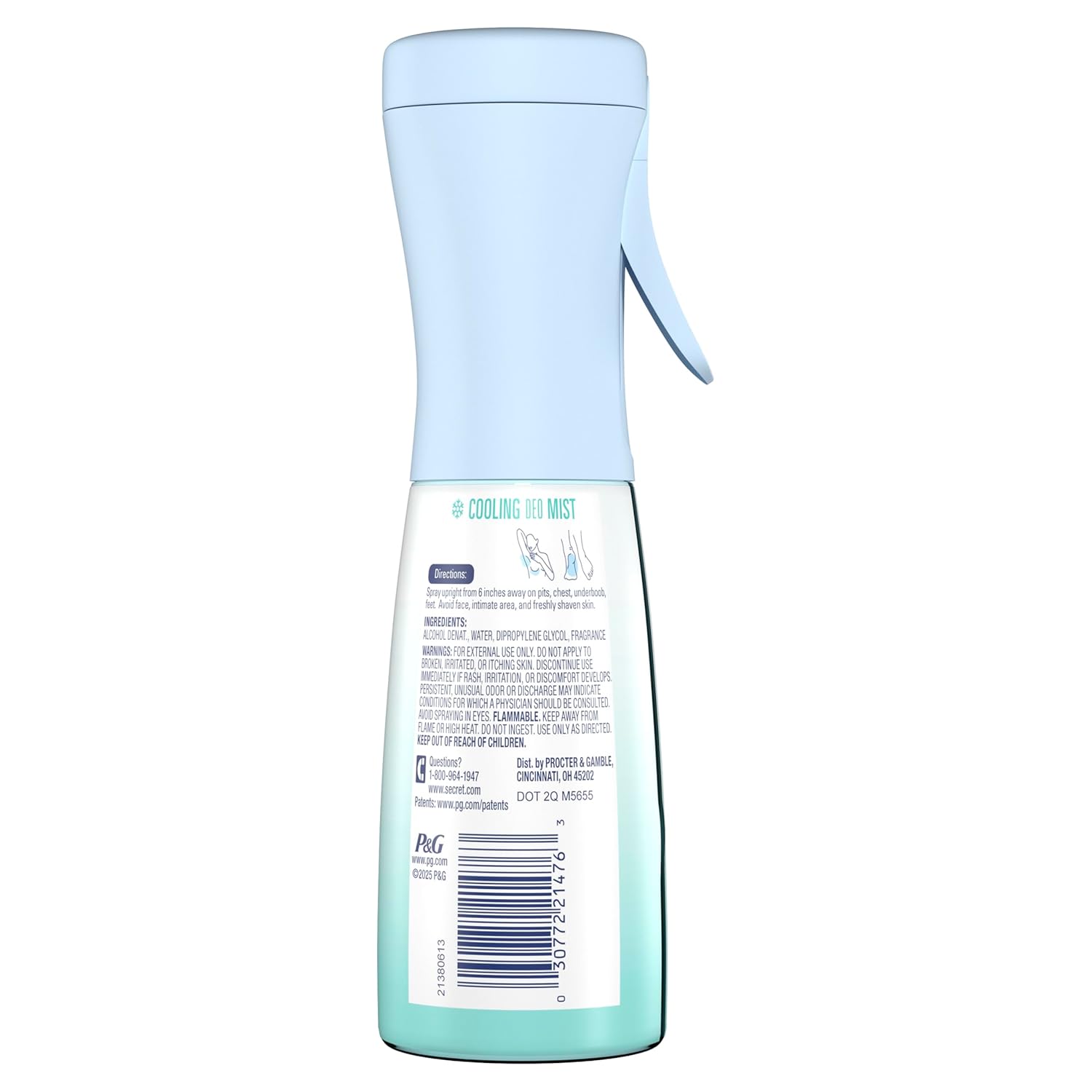 Secret Cooling Body Mist – Skin Safe Aluminum Free Formula for Sensitive Skin, pH Balanced 5.2 fl oz
