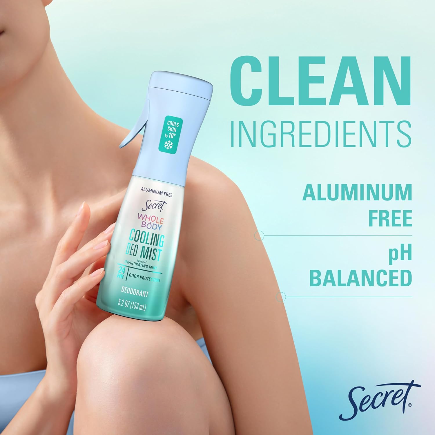 Secret Cooling Body Mist – Skin Safe Aluminum Free Formula for Sensitive Skin, pH Balanced 5.2 fl oz