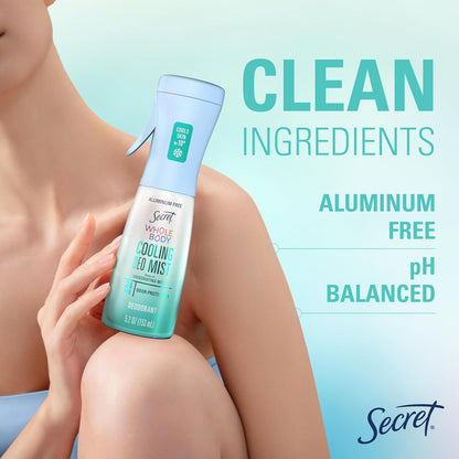 Secret Cooling Body Mist – Skin Safe Aluminum Free Formula for Sensitive Skin, pH Balanced 5.2 fl oz