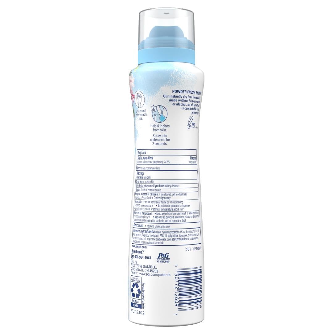 Secret Deodorant Dry Spray – Post-Shower Wind-Down Essential for Sensitive Skin, pH-Balanced Freshness, 4.1 oz Pack of 3
