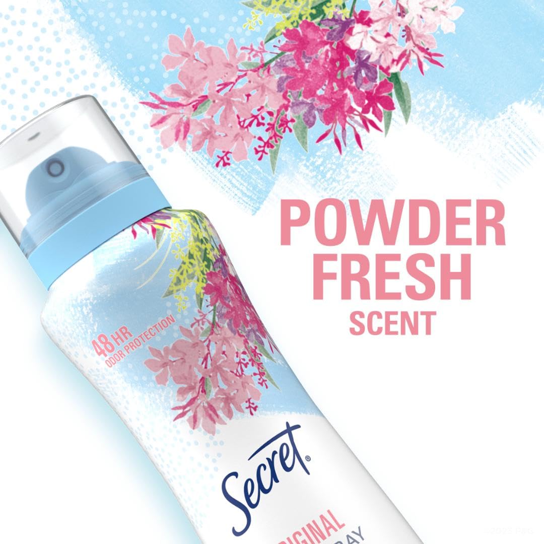 Secret Deodorant Dry Spray – Post-Shower Wind-Down Essential for Sensitive Skin, pH-Balanced Freshness, 4.1 oz Pack of 3