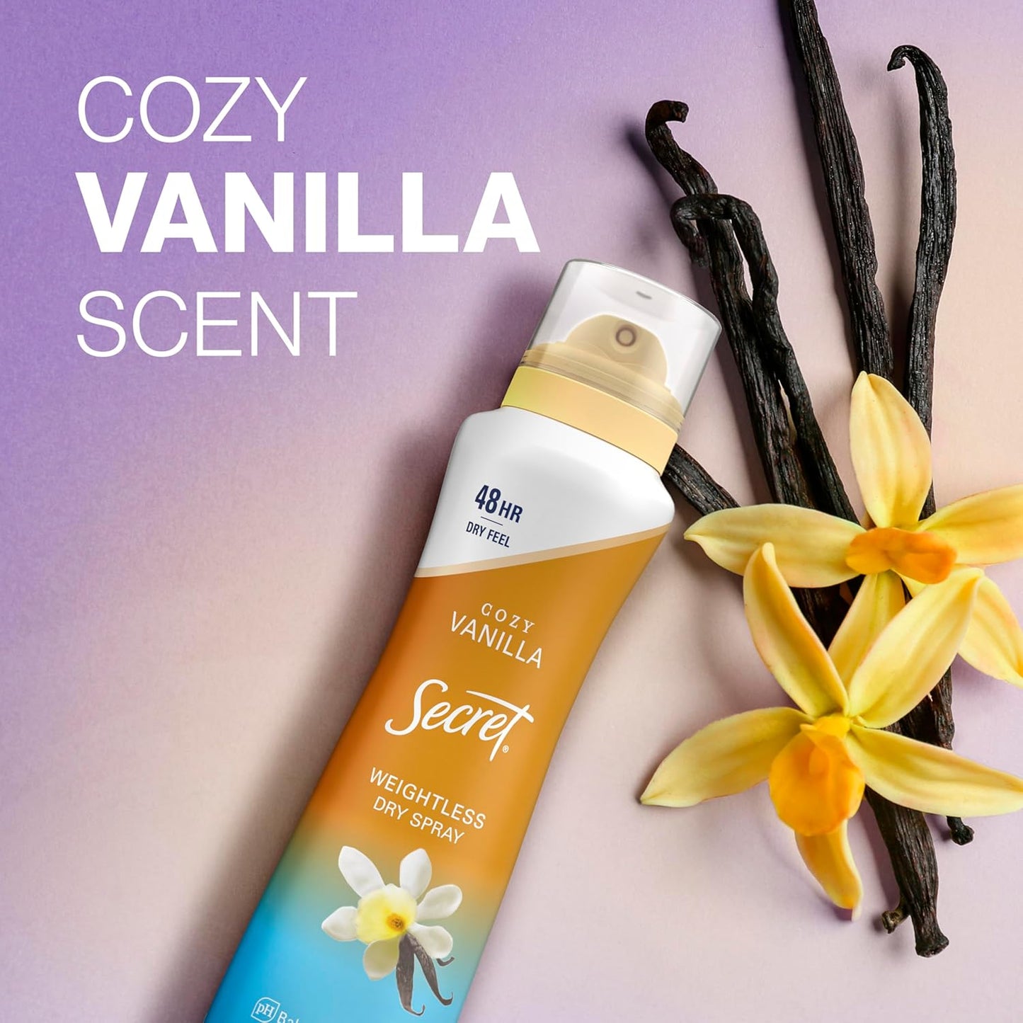 Secret Dry Spray Deodorant for Women – Cozy Vanilla Scent Gift Idea for Mom on Mother's Day and Holiday Mornings