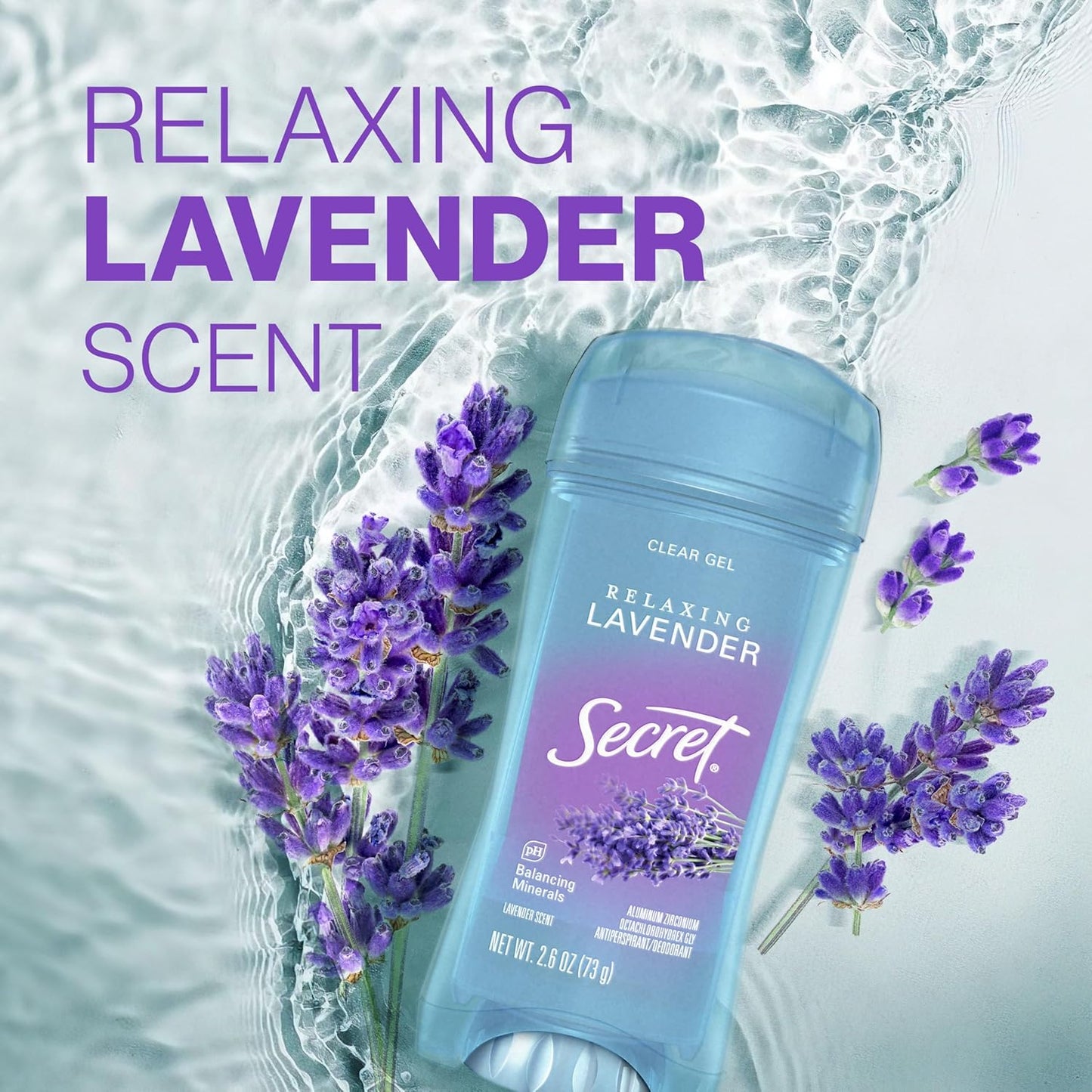 Secret Fresh Antiperspirant Deodorant for Women – Clean Clear Gel Deodorant for a Simple Daily Routine, 72hr Lavender 3.4 oz