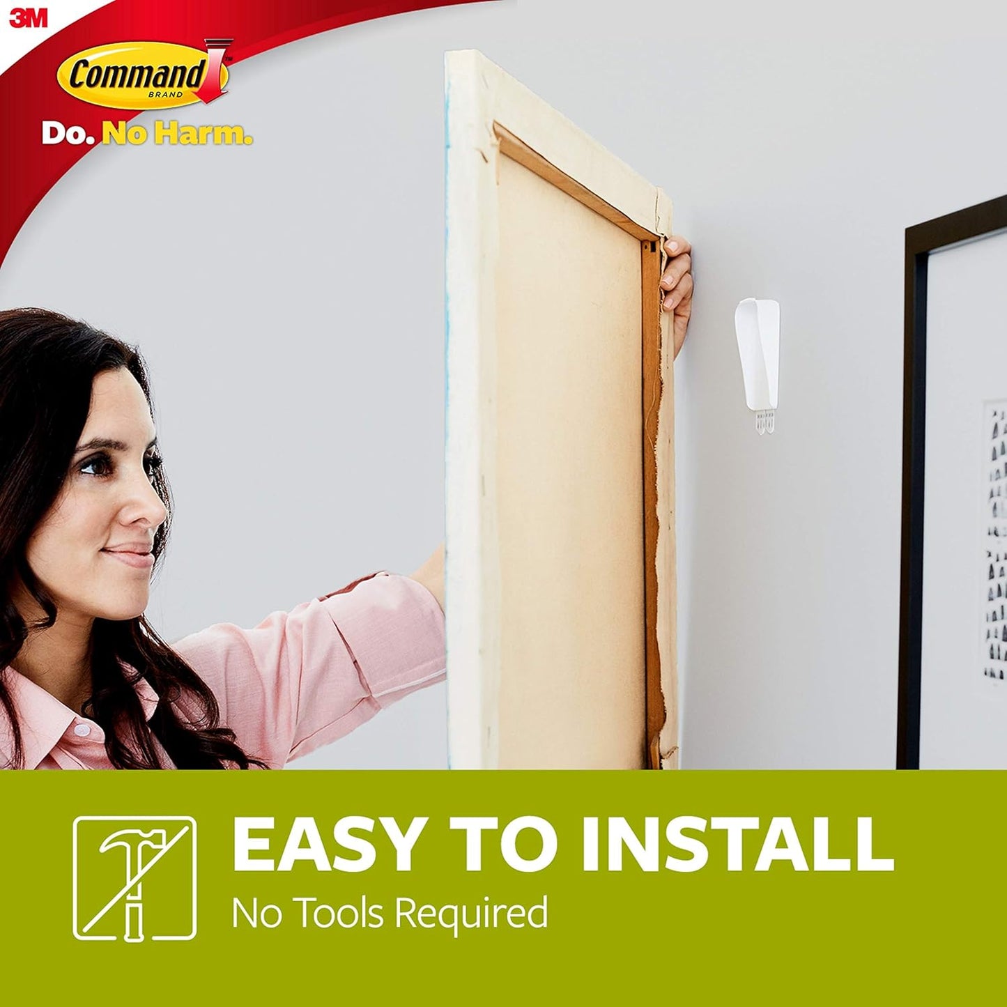 self-adhesive installation requiring no nails, screws, or tacks