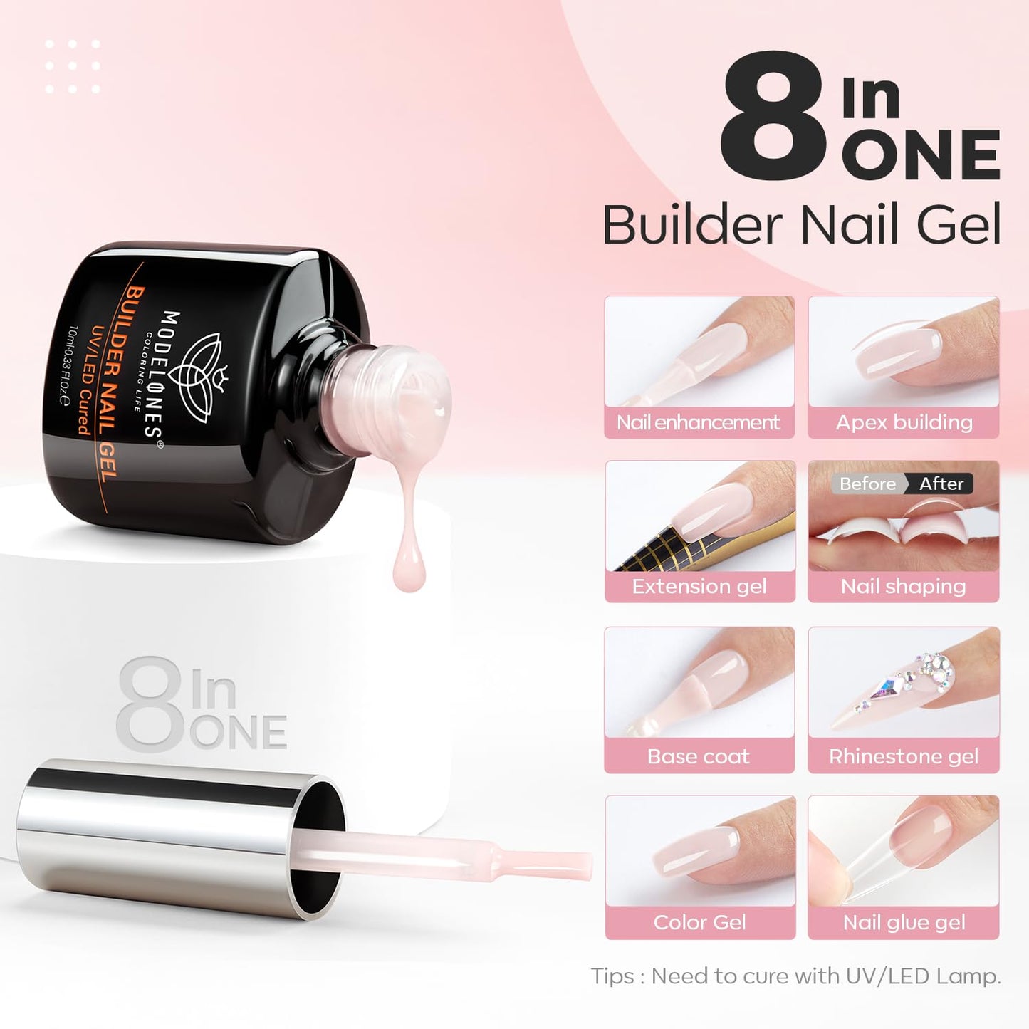 self-leveling formula with built-in brush for smooth, even spread