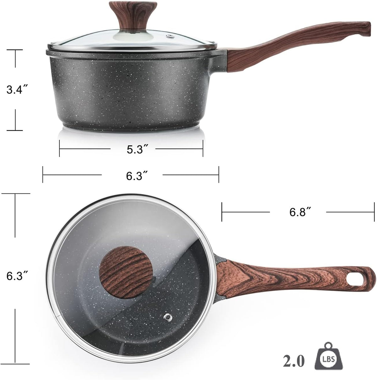 SENSARTE Woodgrain Handle Saucepan – Valentine's Day Gift for the Home Cook Who Has Everything