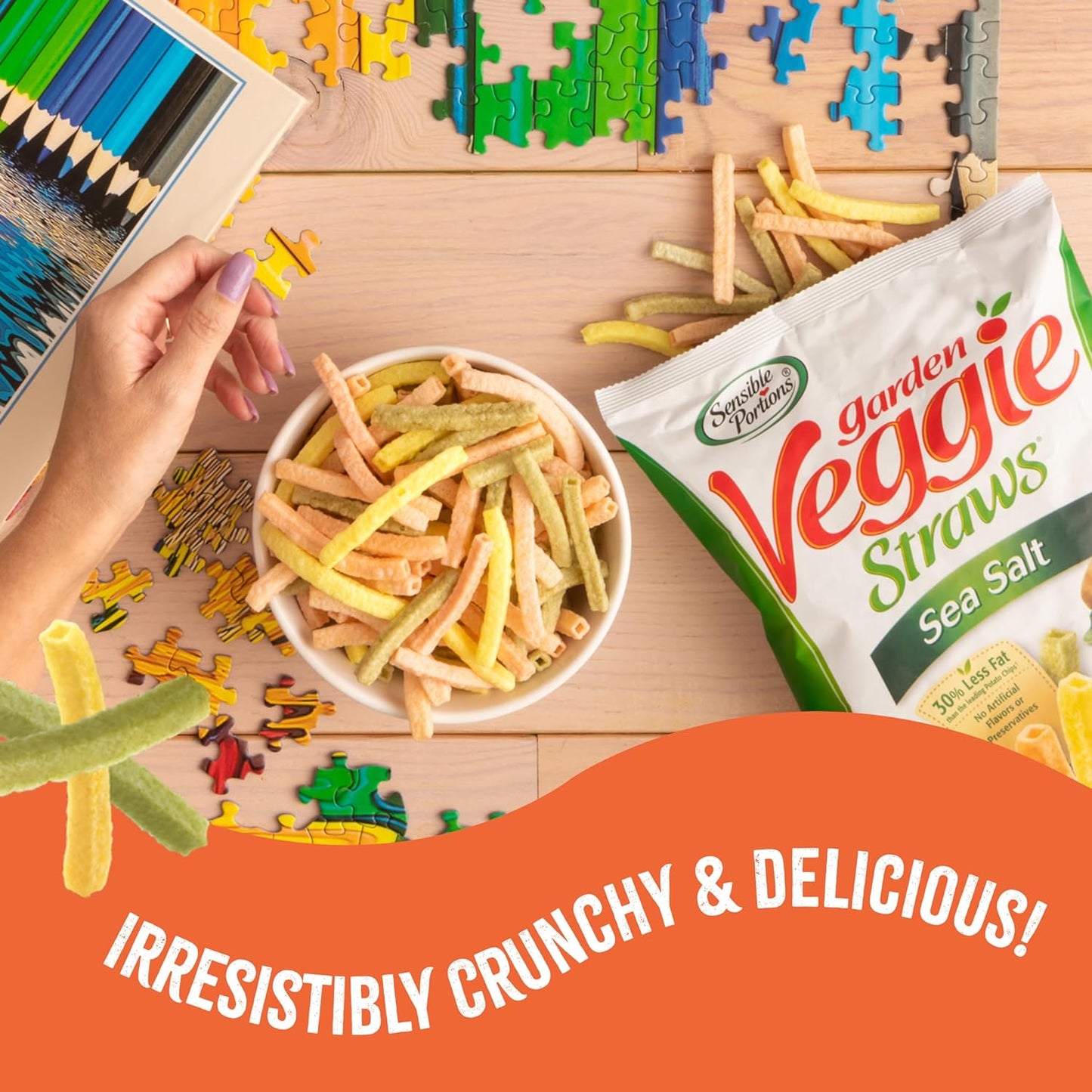 Sensible Portions Garden Veggie Straws for Home Office Desk Drawer, Sea Salt and Zesty Ranch 12-Pack
