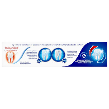 Sensodyne Cavity + Sensitivity Toothpaste – Safe Daily Switch from Standard Fluoride Paste, Enamel Protection for Aging Adults