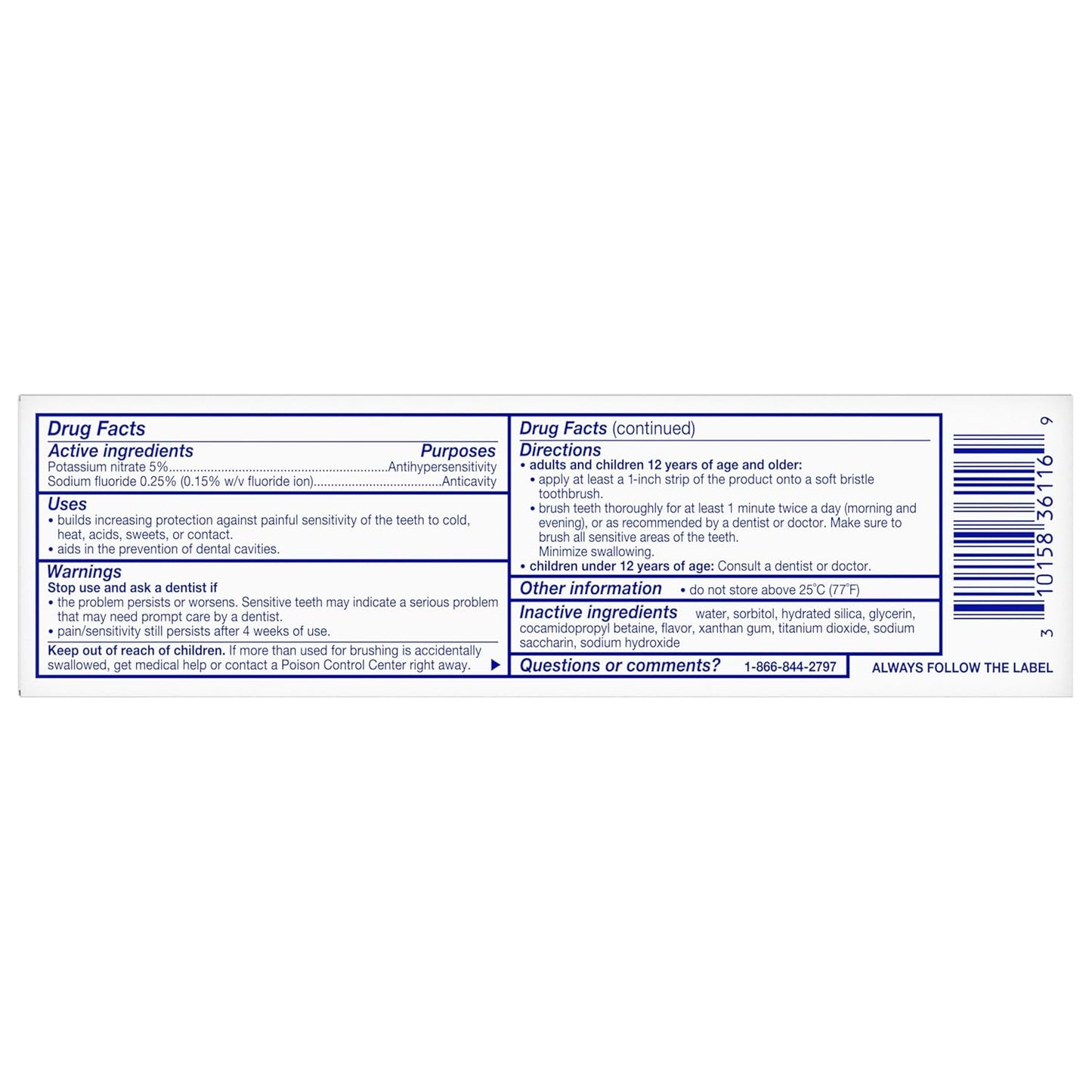 Sensodyne Cavity + Sensitivity Toothpaste – Safe Daily Switch from Standard Fluoride Paste, Enamel Protection for Aging Adults