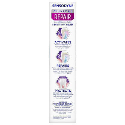 Sensodyne Clinical Repair Whiten & Shine – Clinical-Grade Whitening Toothpaste, Luxury Multi-Pack