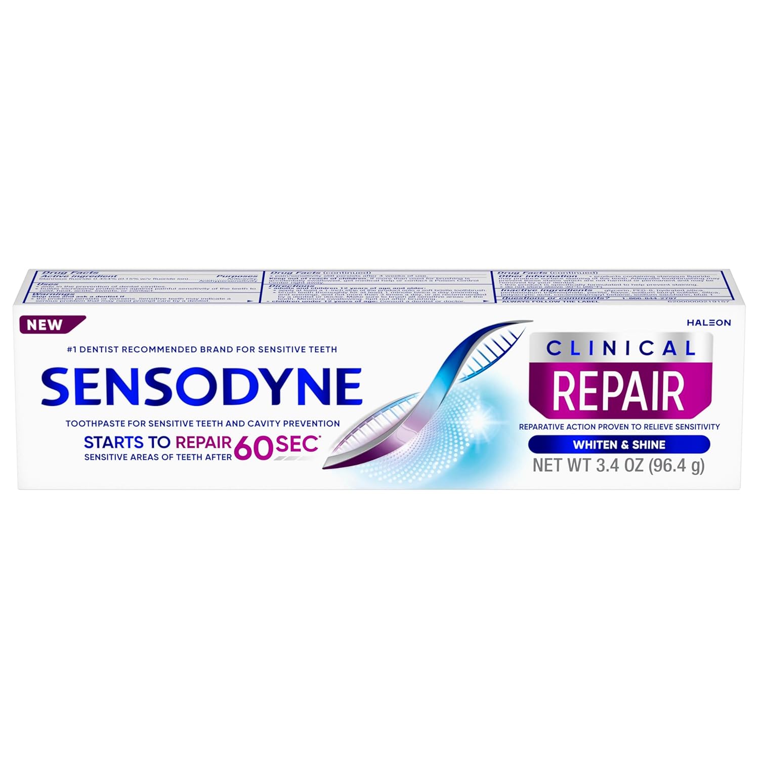 Sensodyne Clinical Repair Whiten & Shine – Clinical-Grade Whitening Toothpaste, Luxury Multi-Pack