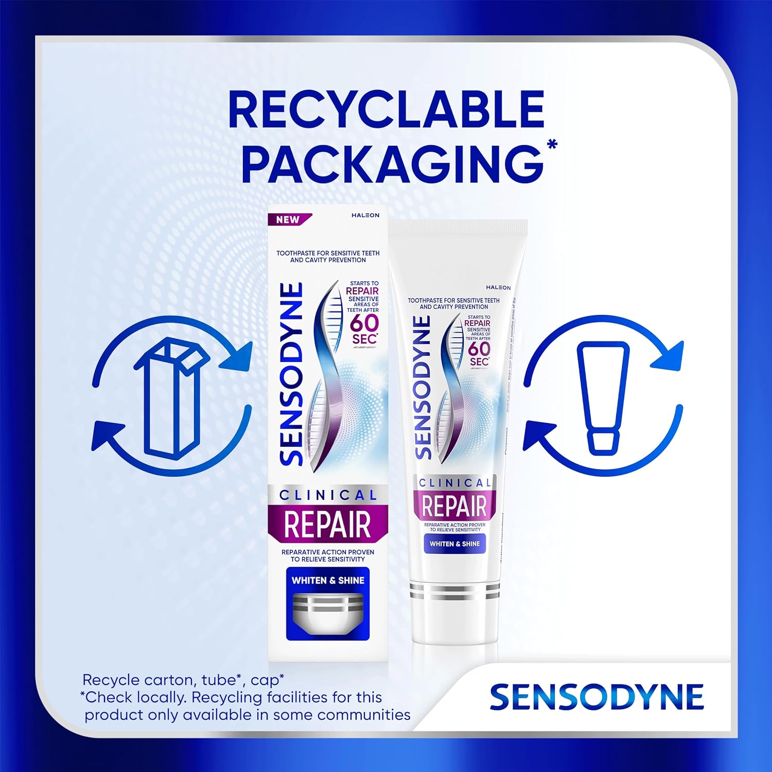 Sensodyne Clinical Repair Whiten & Shine Toothpaste – Housewarming Present for Friends Who Love Coffee, 2.3 oz