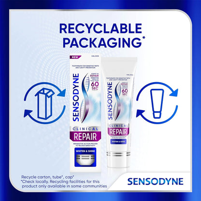 Sensodyne Clinical Repair Whiten & Shine Toothpaste – Housewarming Present for Friends Who Love Coffee, 2.3 oz