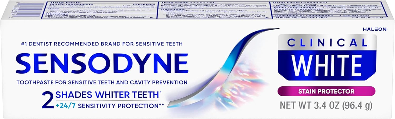 Sensodyne Clinical White – Elegantly Formulated Whitening Toothpaste for Discerning Oral Care, 3 x 3.4 oz