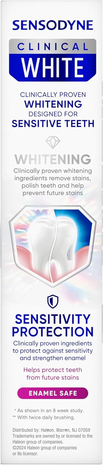 Sensodyne Clinical White – Elegantly Formulated Whitening Toothpaste for Discerning Oral Care, 3 x 3.4 oz