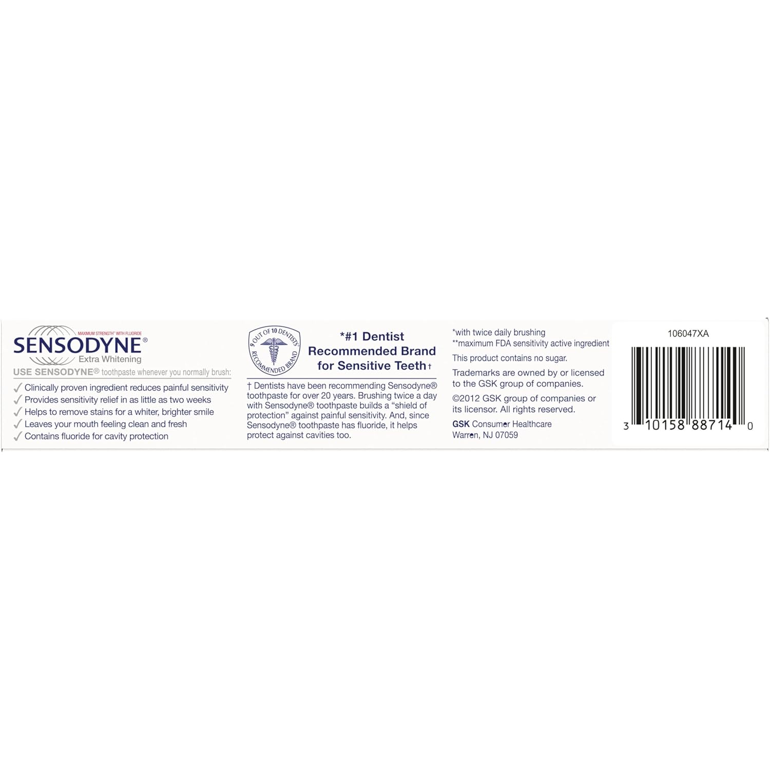 Sensodyne Extra Whitening Toothpaste for Sensitive Teeth – Tartar Control & Gentle Whitening for Safer Daily Brushing
