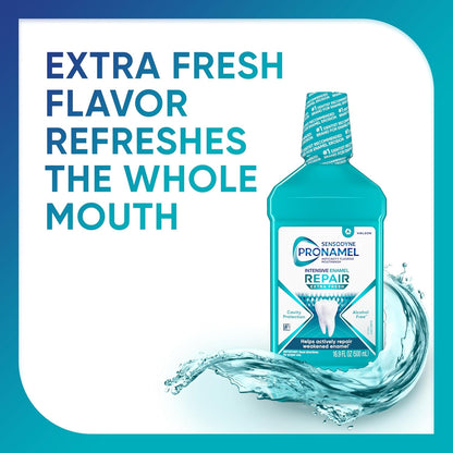 Sensodyne Pronamel Intensive Enamel Repair Rinse – Premium Self-Care Gift for Sensitive Smiles, Extra Fresh 16.9 fl oz 3 Pack