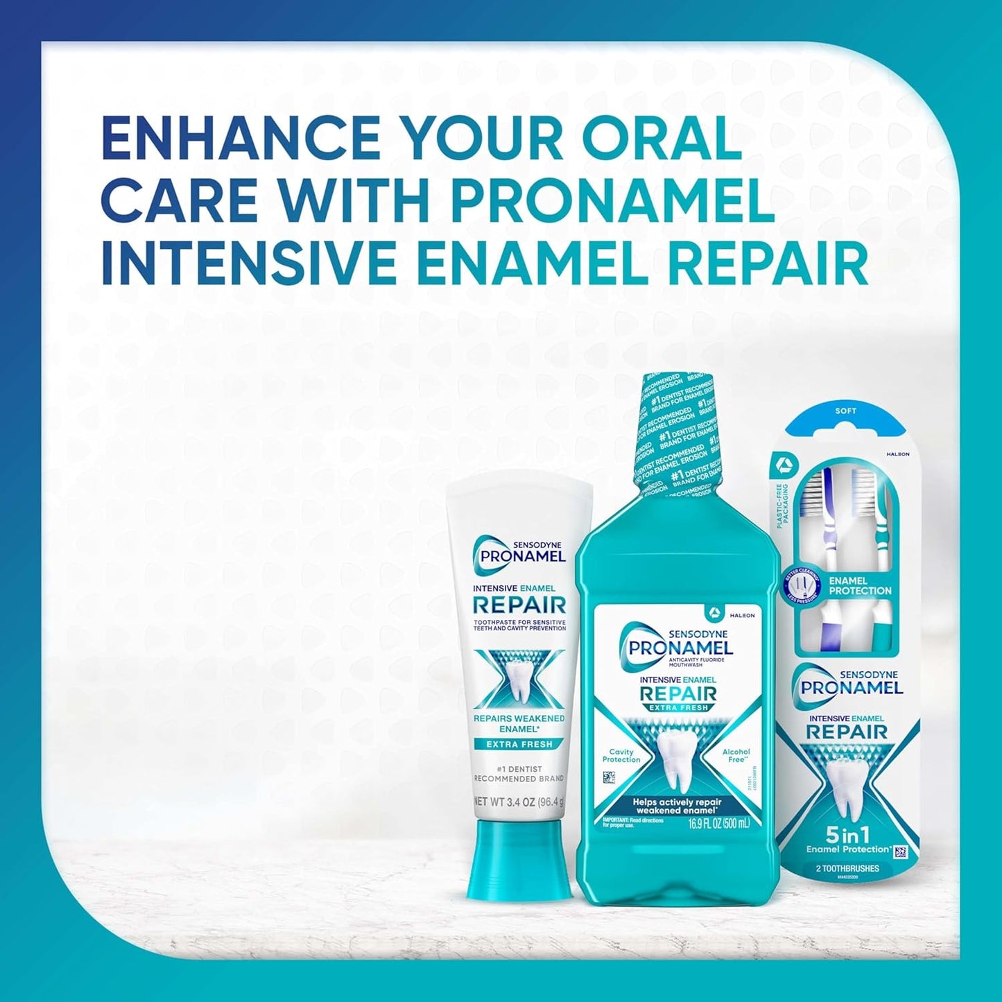 Sensodyne Pronamel Intensive Enamel Repair Rinse – Premium Self-Care Gift for Sensitive Smiles, Extra Fresh 16.9 fl oz 3 Pack