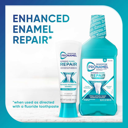 Sensodyne Pronamel Intensive Enamel Repair Rinse – Premium Self-Care Gift for Sensitive Smiles, Extra Fresh 16.9 fl oz 3 Pack