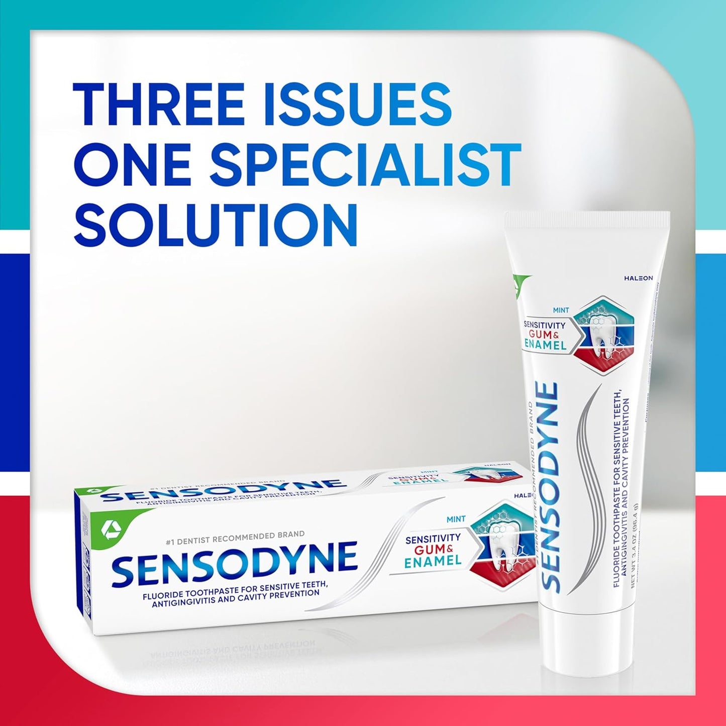Sensodyne Triple Protection Fluoride Toothpaste – Clinically Proven Sensitive Teeth Care Trusted for Family Bathrooms, 3.4 oz 3-Pack