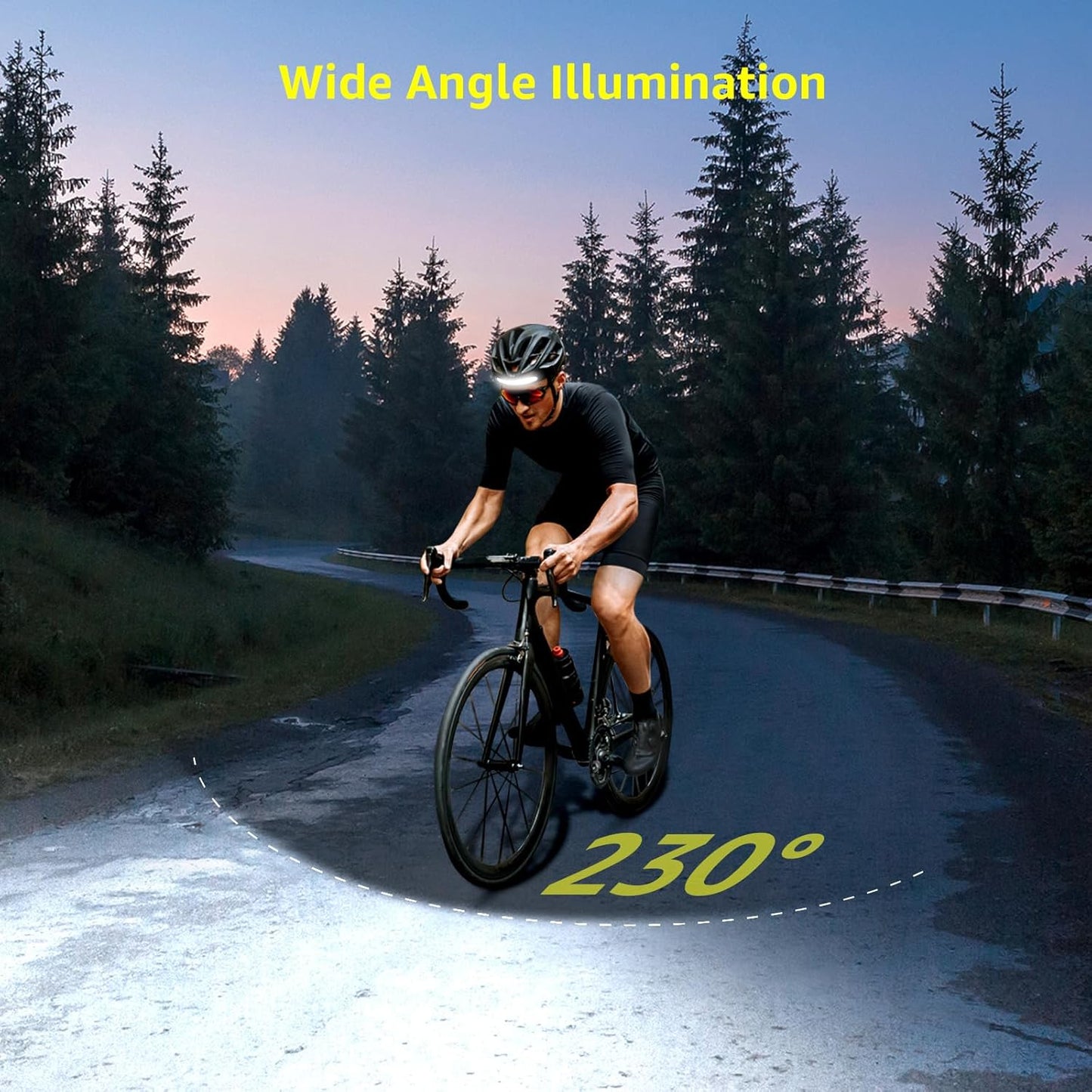 separately adjustable directional spotlight for focused long-range illumination