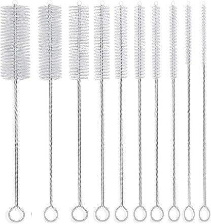 set of 10 brushes with bristle head diameters ranging from 1/16 inch to 1 inch