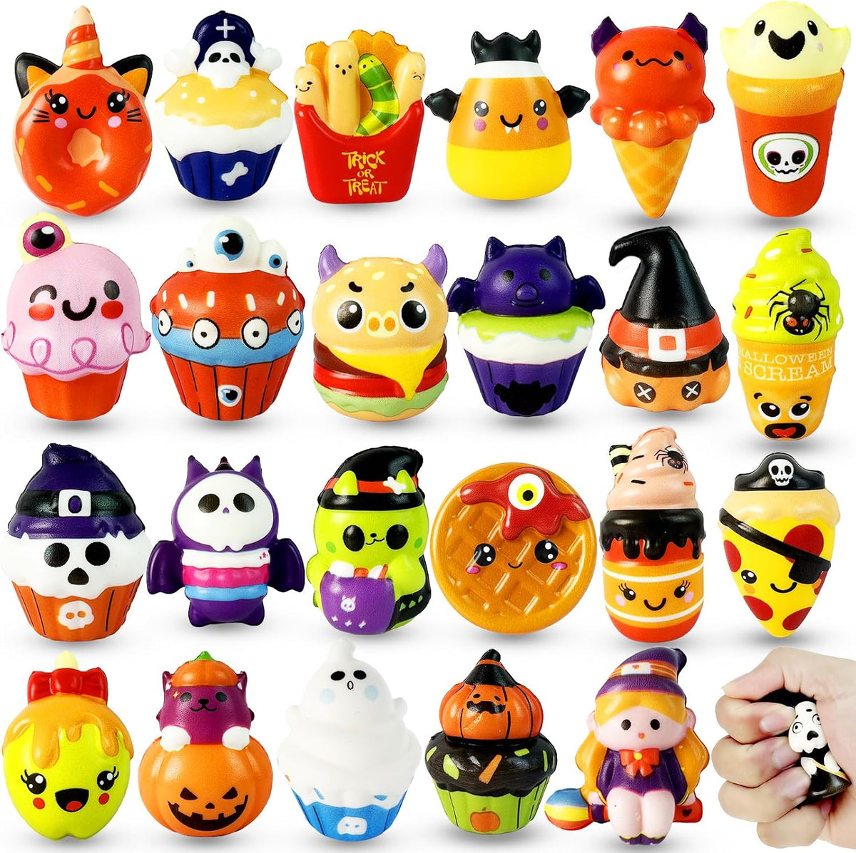 set of 24 multicolored slow-rising squishy figures (2-2.5 inches each)