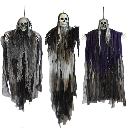 set of 3 grim reapers with 1 large (53 in/135 cm) and 2 small (31.5 in/80 cm) sizes