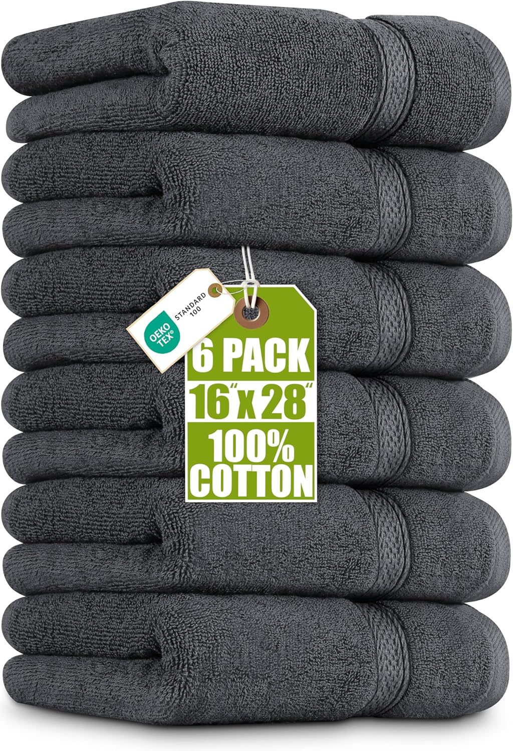 set of 6 hand towels measuring 16 x 28 inches