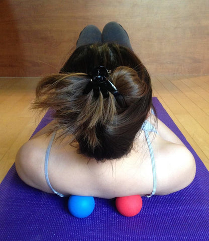 set of two firm massage balls for bilateral or full-back coverage