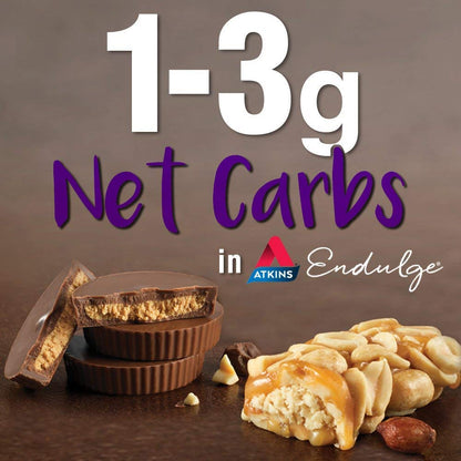 seven product variants spanning peanut butter cups, chocolate-covered almonds, pecan caramel clusters, and chocolate crunch