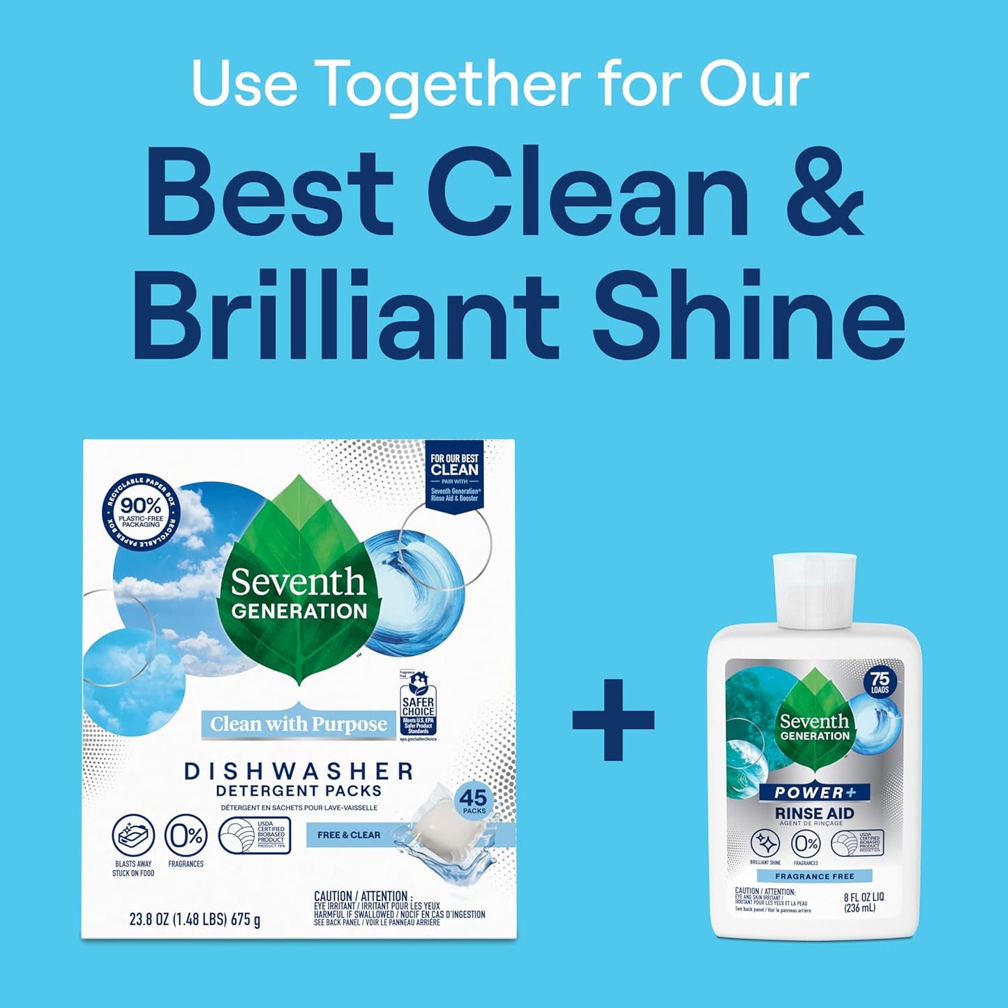 Seventh Generation Power+ Fragrance Free Dishwasher Rinse Aid for Intentional Uncluttered Home
