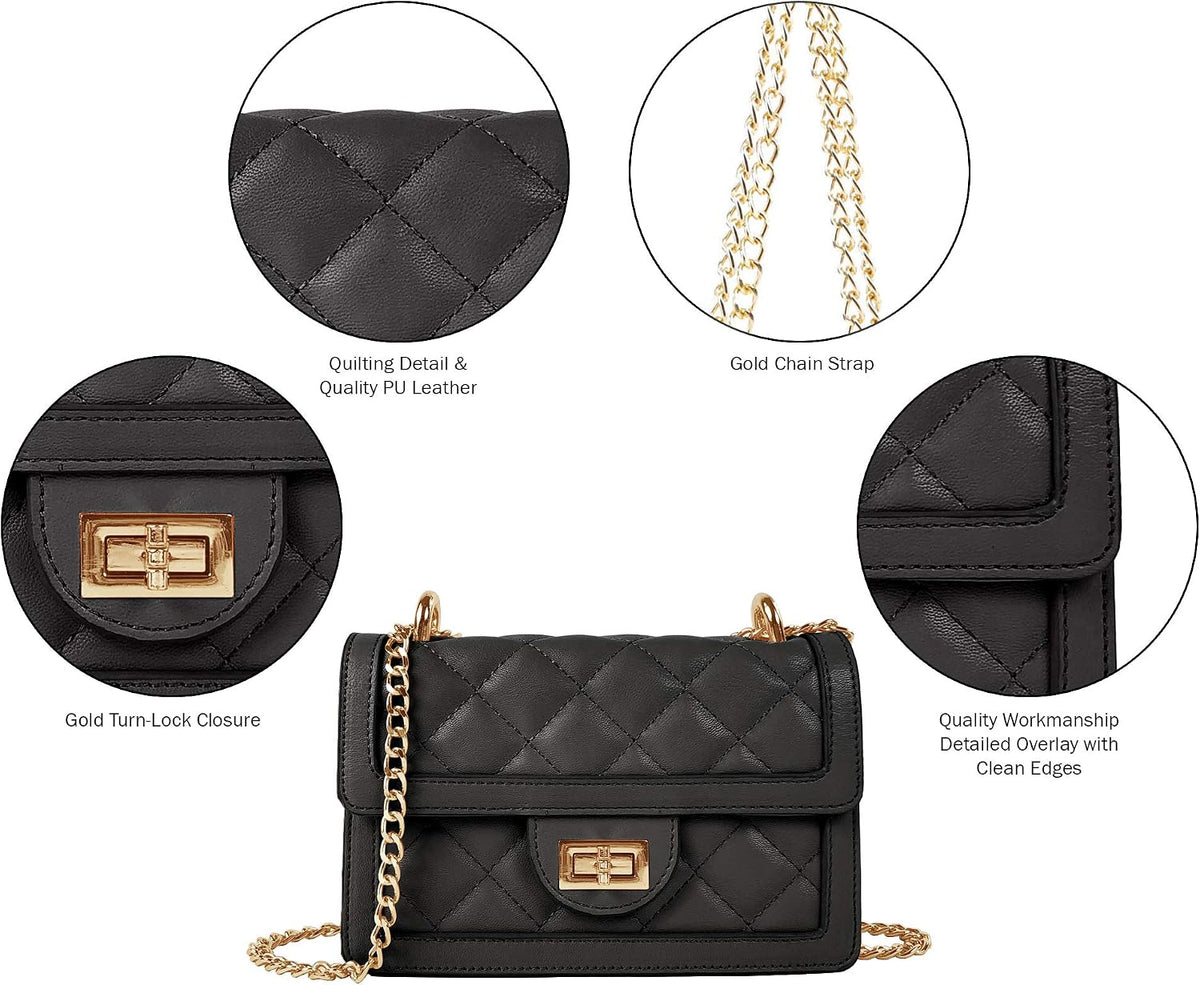 SG SUGU Quilted Crossbody Bag – Ready-to-Give Holiday Gift for Mom, Stylish Phone Wallet Shoulder Bag