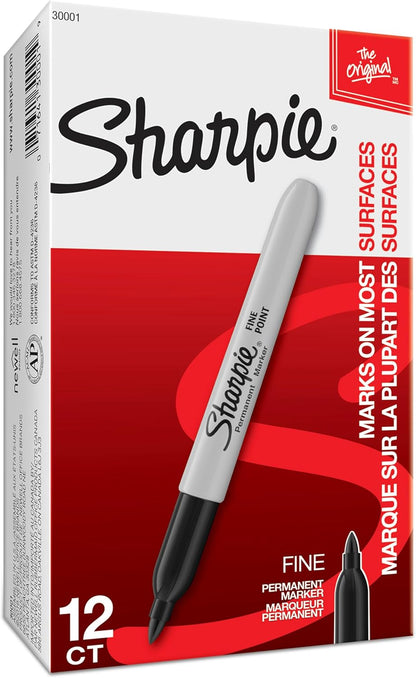 Sharpie Permanent Markers Fine Tip Black 12 Count for Home Office and Mailroom Document Labeling