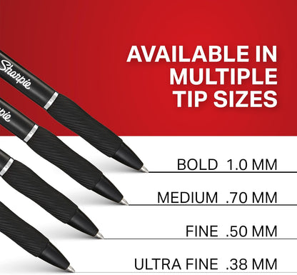 Sharpie S-Gel Gel Pens – Office Desk Essential for Faster Note-Taking and Meeting Minutes, 0.7mm Black Ink 12 Pack