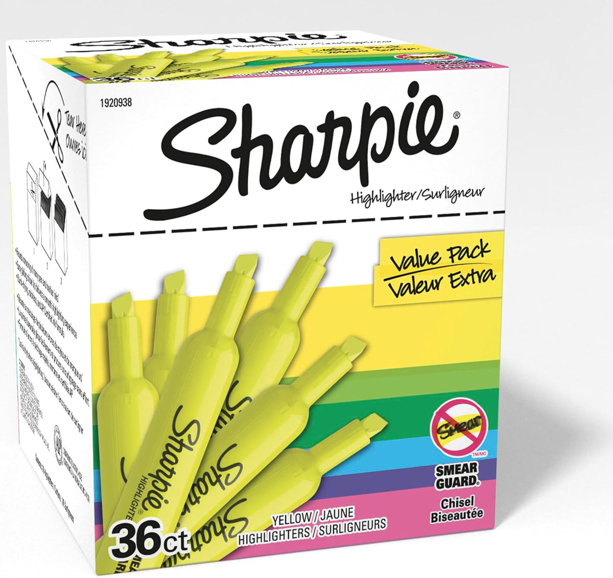 Sharpie Tank Style Highlighters – Practical Gift for Teachers Preparing Classroom Materials, Chisel Tip Yellow 36 Count