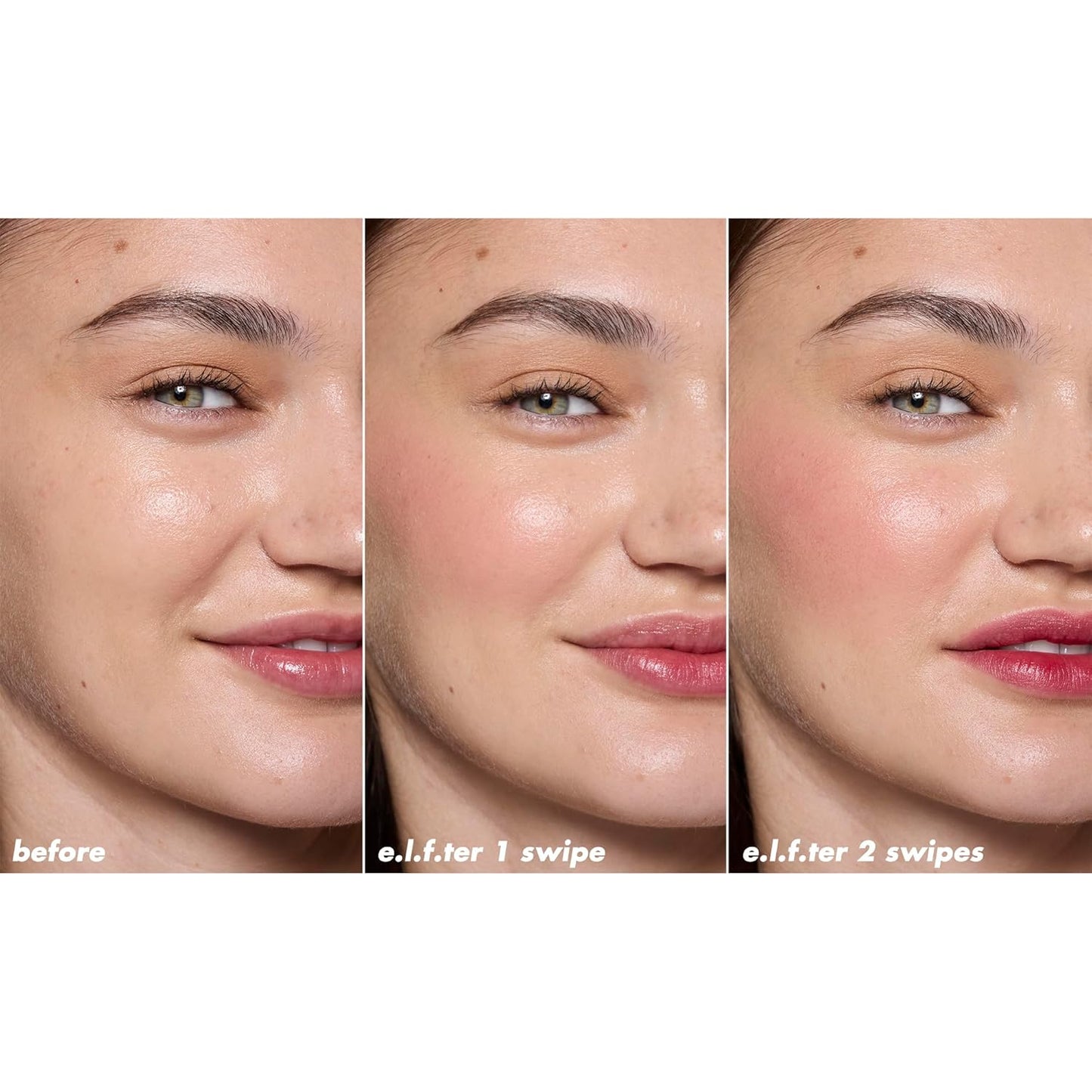 sheer natural flush finish suitable for 'no-makeup' looks