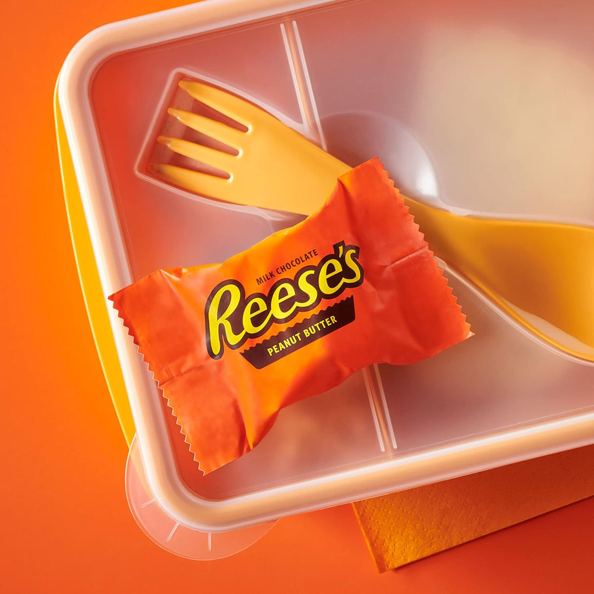 shelf-stable milk chocolate and peanut butter cup format for pantry storage