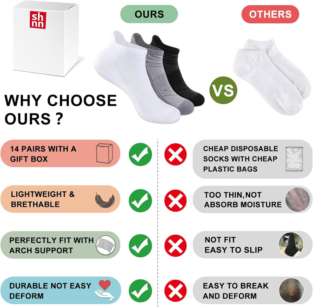 shnn 14-Pair Low Cut Socks – Holiday Stocking Stuffer for Men and Women, Neutral Tone Multipack