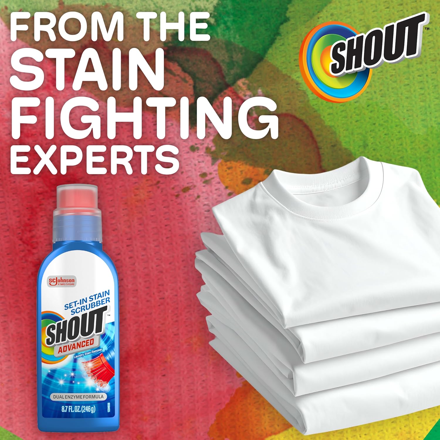 Shout Advanced Gel Stain Remover for Working Professionals, Fast Stain Stick for Makeup Transfer on Blouses, Ties, and Button-Down Shirts