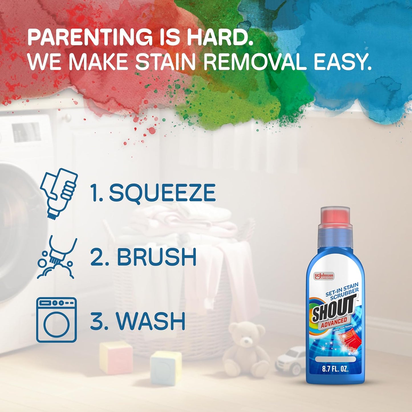 Shout Advanced Gel Stain Remover for Working Professionals, Fast Stain Stick for Makeup Transfer on Blouses, Ties, and Button-Down Shirts