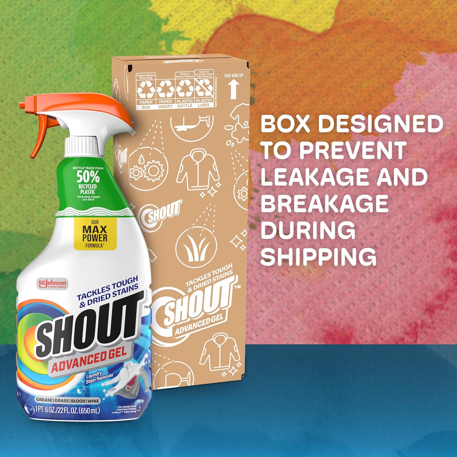 Shout Advanced Laundry Stain Remover for Spa and Bath Linents – Removes Makeup, Oil, and Body Stains Gently