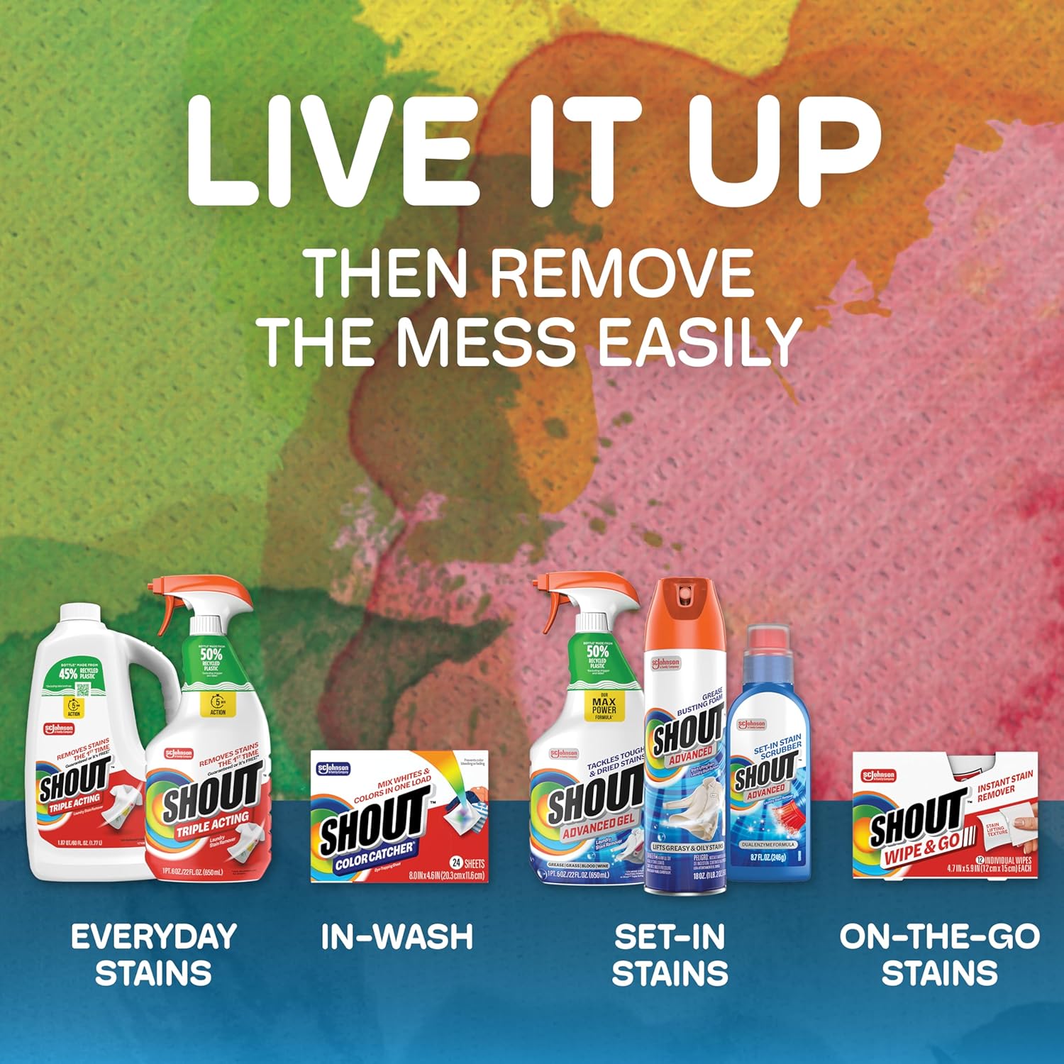 Shout Free Stain Remover Spray for Kids' Clothes – Family-Safe Pre-Wash Treatment for Baby Food and Playtime Spots, 22oz