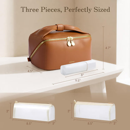 SHOWKOO Couture Makeup Pouch – Refined Travel Organizer with Patent Bow Detail for the Style-Forward Collector