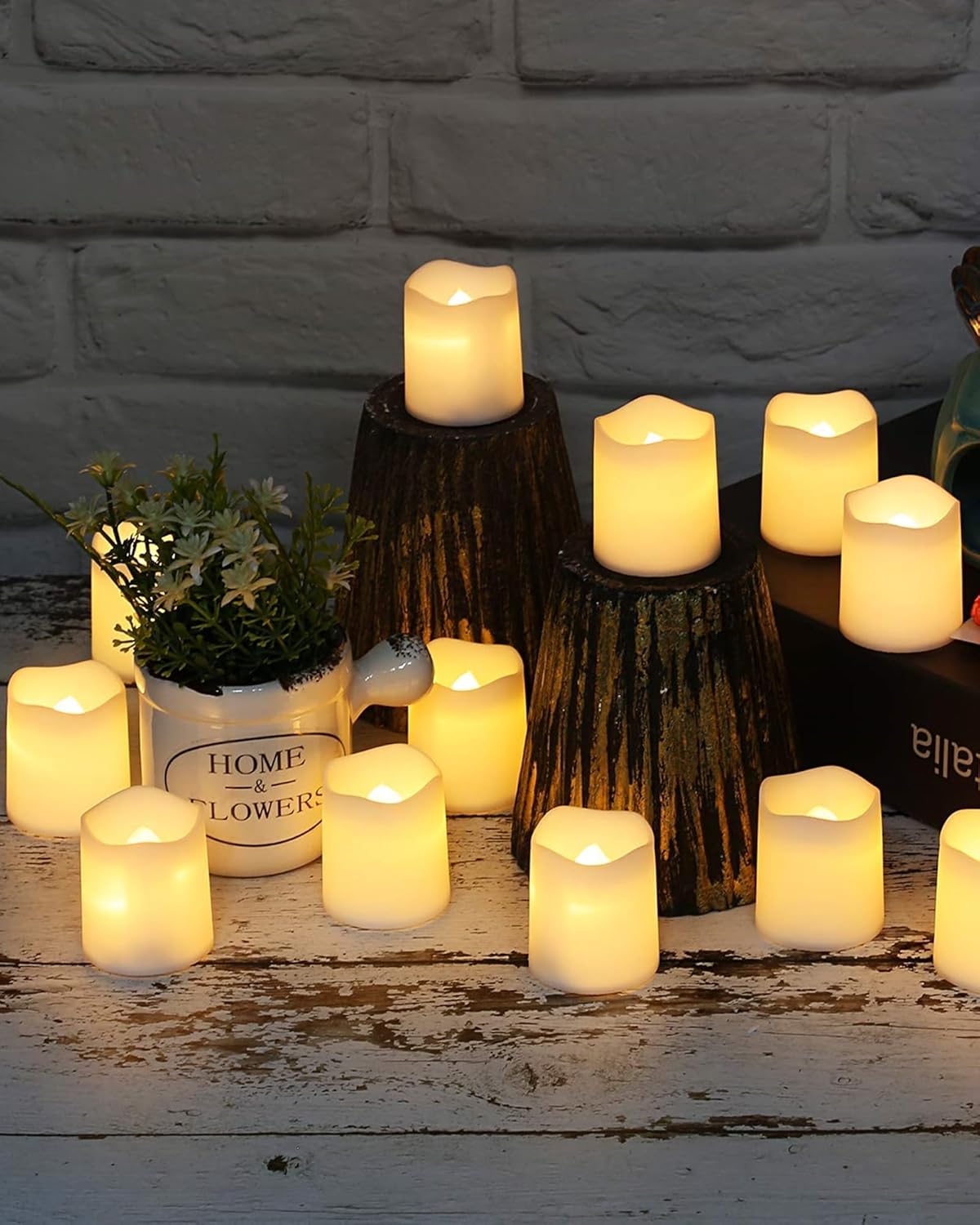 SHYMERY Flameless Votive Candles 24 Pack Flickering LED Tea Lights for Her Housewarming Gift and Birthday Present Women