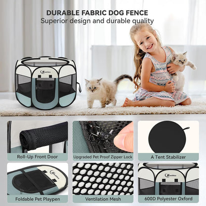 Siedihit Pop-Up Pet Playpen – Family-Safe Indoor Enclosure for Homes With Kids and Pets, Breathable Mesh Tent With Lockable Zipper